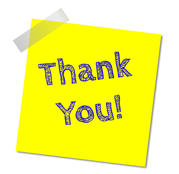 Thank You written on a post it note