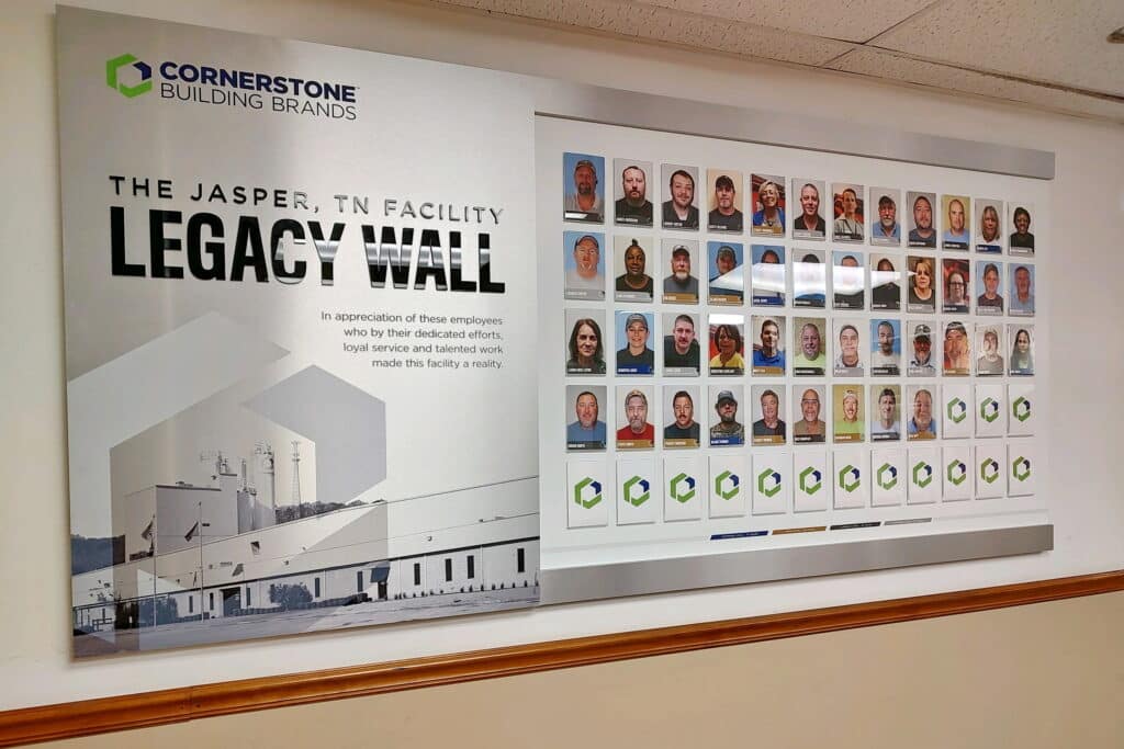 cornerstone legacy wall years of service display