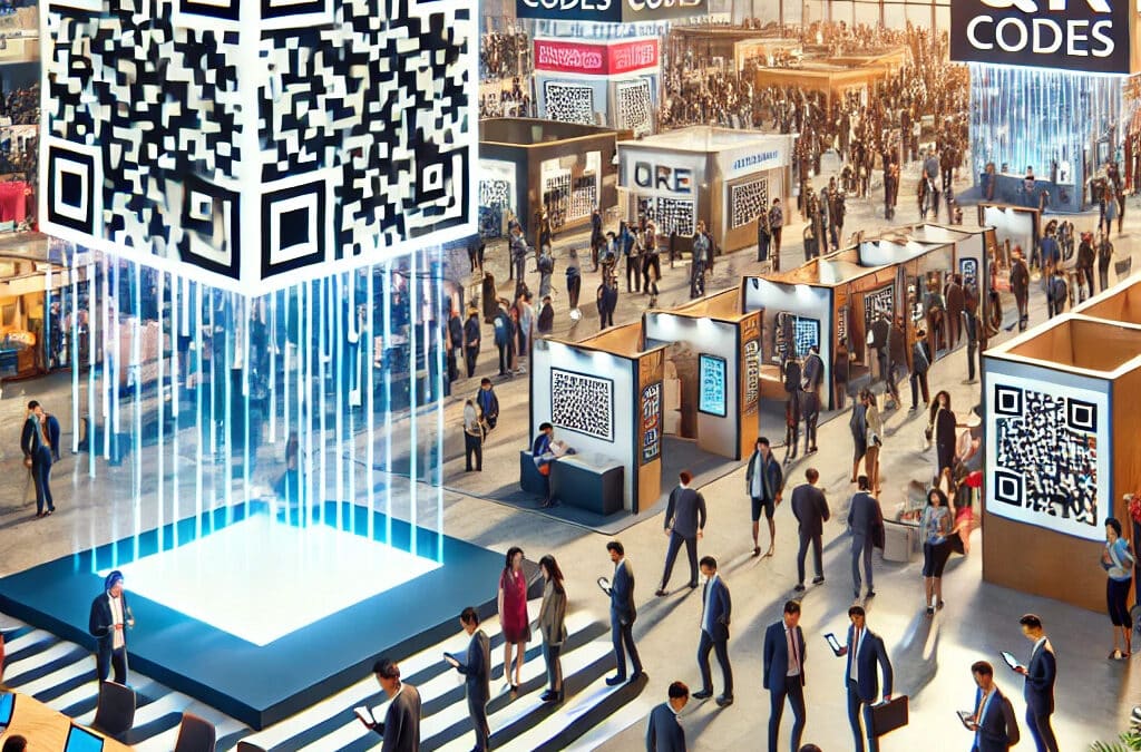 illustration of trade show event using qr codes