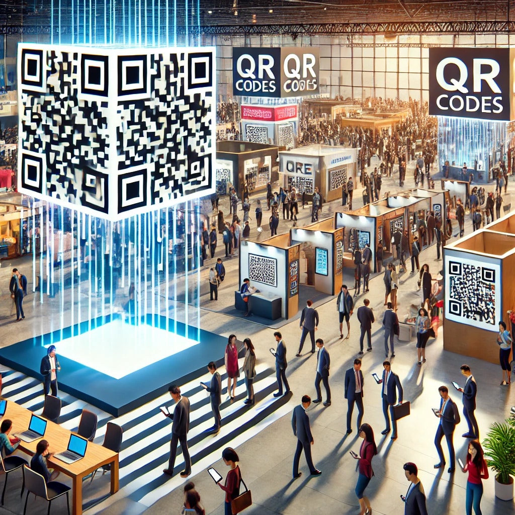illustration of trade show event using qr codes