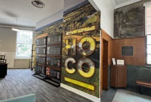 Howard County Welcome Center - yellow typographic letterforms HOCO