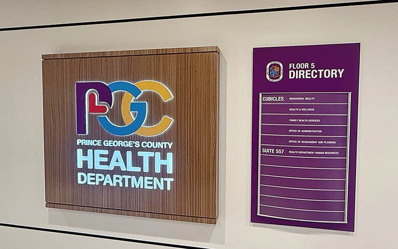 backlit directory sign